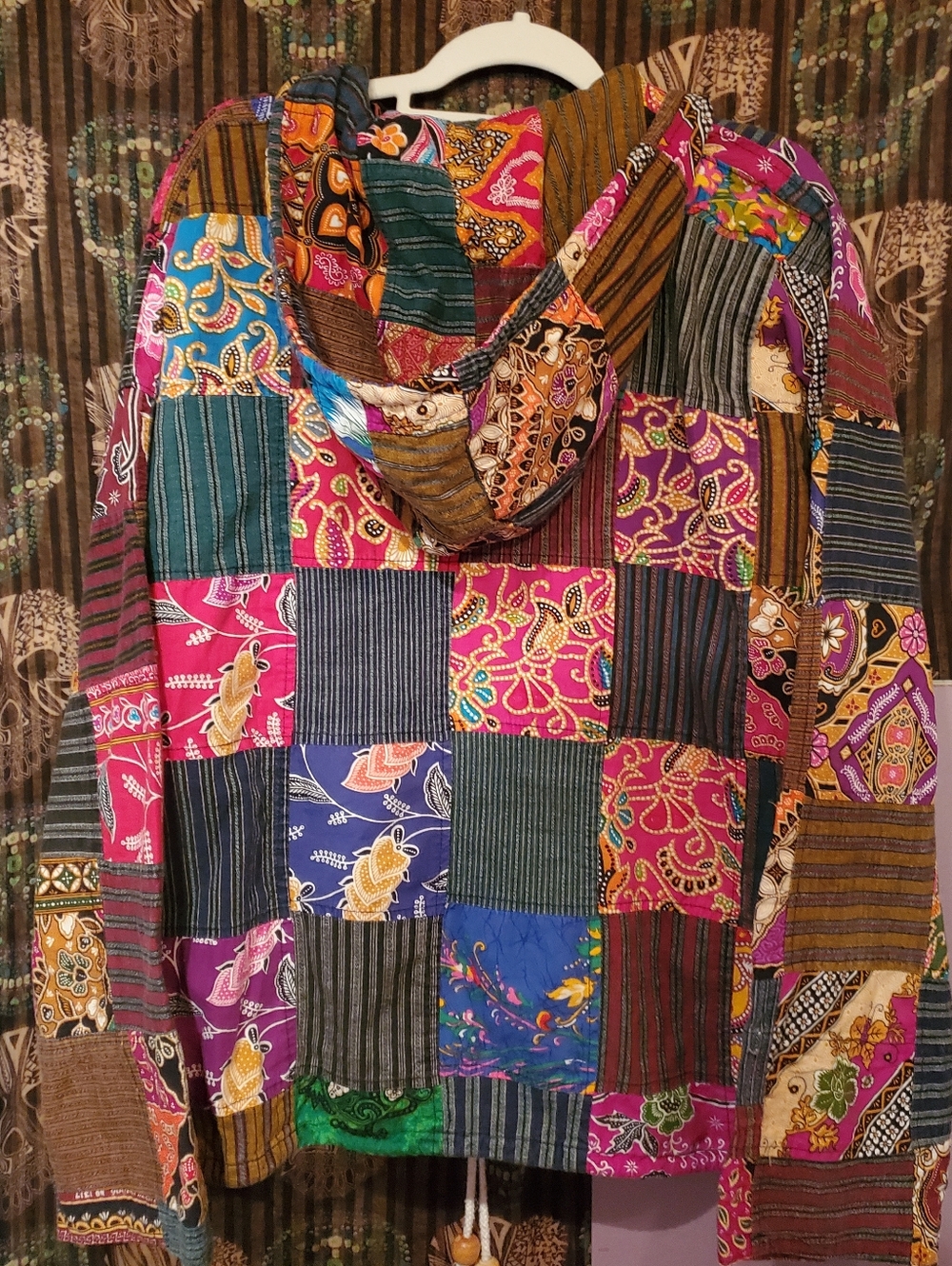Boho Vintage Multicolor Patchwork Hoodie~β‘ - Picture 4 of 15